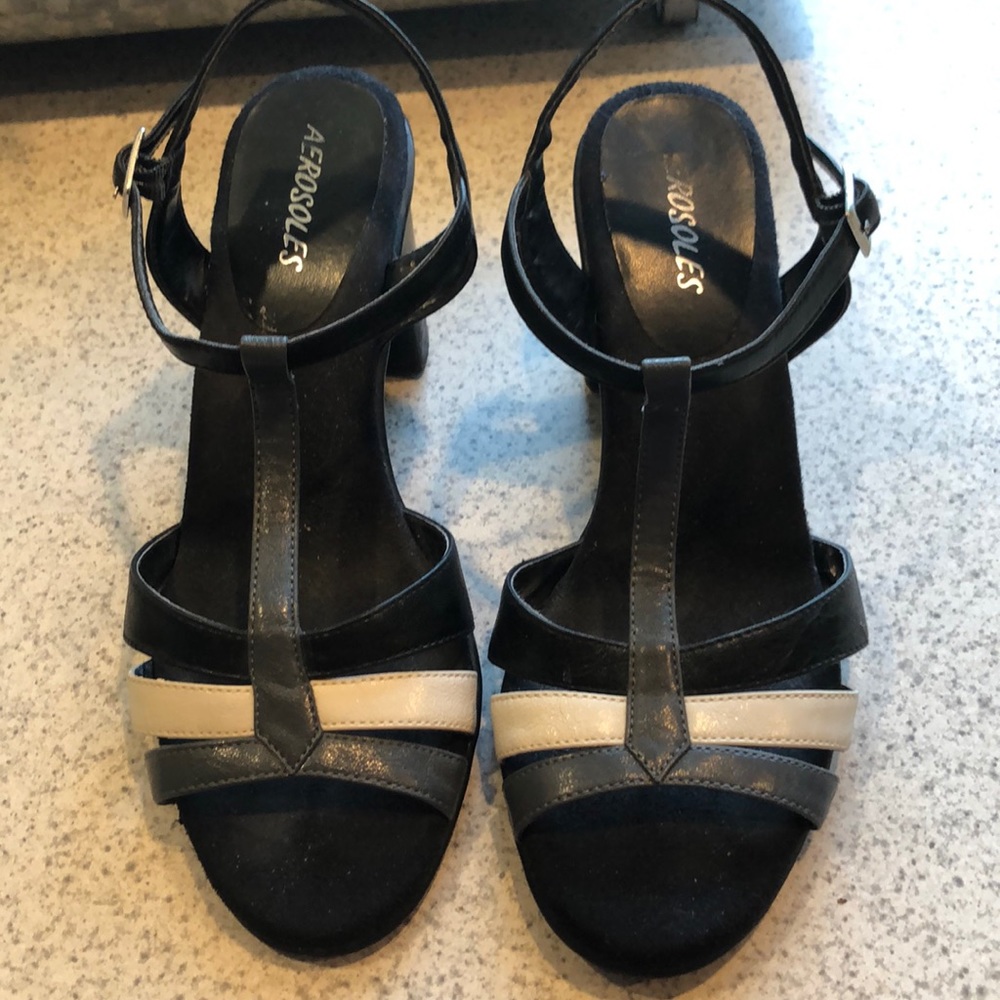 Black, white, grey Aerosoles heels